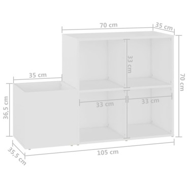 vidaXL Παπουτσοθήκη Χολ Λευκή 105x35,5x70cm από Επεξ. Ξύλο