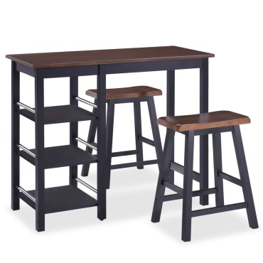 vidaXL Σετ Επίπλων Μπαρ 3 τεμ. Μαύρο από MDF 108x48x90,8cm