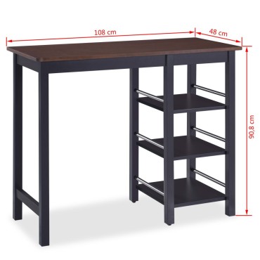 vidaXL Σετ Επίπλων Μπαρ 3 τεμ. Μαύρο από MDF 108x48x90,8cm