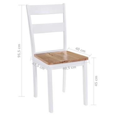 vidaXL Καρέκλες Τραπεζαρίας 2 τεμ. Λευκές Μασίφ Ξύλο Καουτσουκόδεντρου 40,5x47,5x95,5cm
