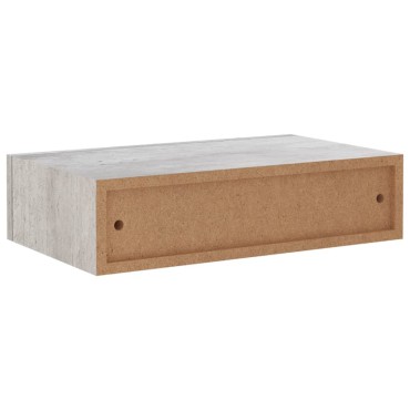 vidaXL Ράφι Επιτοίχιο με Συρτάρι Γκρι Σκυρ. 40x23,5x10cm από MDF 1 τεμ.