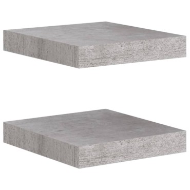 vidaXL Ράφια Τοίχου 2 τεμ. Γκρι Σκυροδέματος 23x23,5x3,8cm MDF