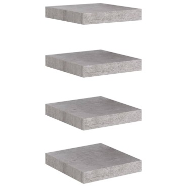 vidaXL Ράφια Τοίχου 4 τεμ. Γκρι Σκυροδέματος 23x23,5x3,8cm MDF