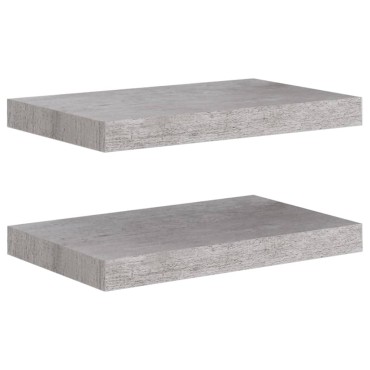 vidaXL Ράφια Τοίχου 2 τεμ. Γκρι Σκυροδέματος 40x23x3,8cm MDF