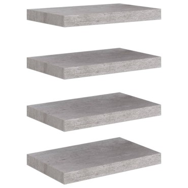 vidaXL Ράφια Τοίχου 4 τεμ. Γκρι Σκυροδέματος 40x23x3,8cm MDF