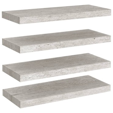 vidaXL Ράφια Τοίχου 4 τεμ. Γκρι Σκυροδέματος 60x23,5x3,8cm MDF