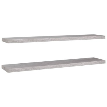 vidaXL Ράφια Τοίχου 2 τεμ. Γκρι Σκυροδέματος 120x23,5x3,8cm MDF