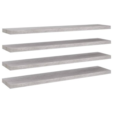 vidaXL Ράφια Τοίχου 4 τεμ. Γκρι Σκυροδέματος 120x23,5x3,8cm MDF