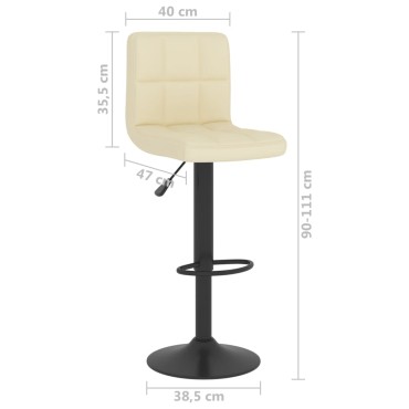 vidaXL Σκαμπό Μπαρ 2 τεμ. Κρεμ Υφασμάτινα 40x47x(90-111)cm