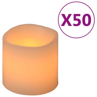 vidaXL Κεριά LED Ηλεκτρ. 50 τεμ. Θερμό Λευκό