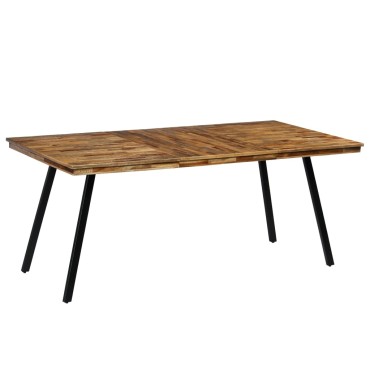 vidaXL Τραπεζαρία 180x90x76cm από Ανακυκλωμένο Ξύλο Teak και Ατσάλι 1 τεμ.