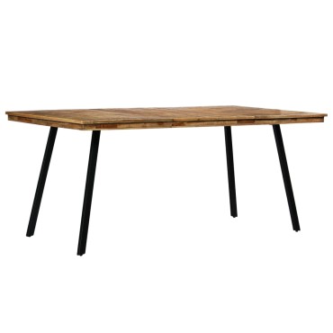 vidaXL Τραπεζαρία 180x90x76cm από Ανακυκλωμένο Ξύλο Teak και Ατσάλι 1 τεμ.