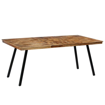 vidaXL Τραπεζαρία 180x90x76cm από Ανακυκλωμένο Ξύλο Teak και Ατσάλι 1 τεμ.