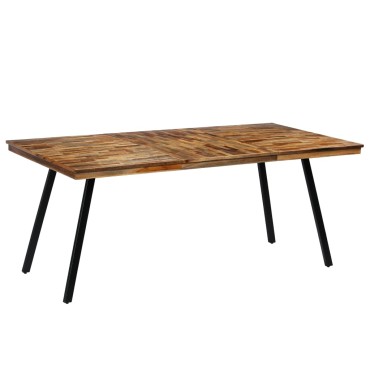 vidaXL Τραπεζαρία 180x90x76cm από Ανακυκλωμένο Ξύλο Teak και Ατσάλι 1 τεμ.