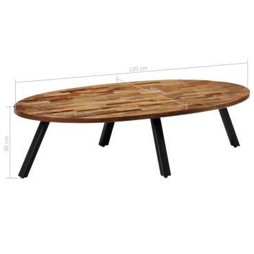 vidaXL Τραπεζάκι Σαλονιού Οβάλ 120x60x30cm Μασίφ Ανακυκλωμένο Teak 1 τεμ.