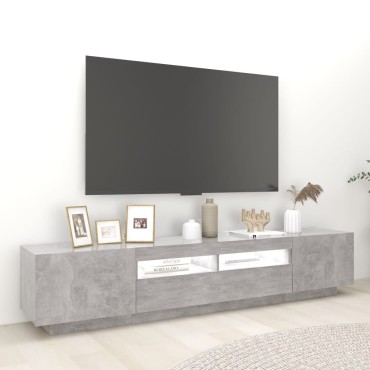 vidaXL Έπιπλο Τηλεόρασης με LED Γκρι Σκυροδέματος 200x35x40cm