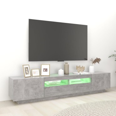 vidaXL Έπιπλο Τηλεόρασης με LED Γκρι Σκυροδέματος 200x35x40cm