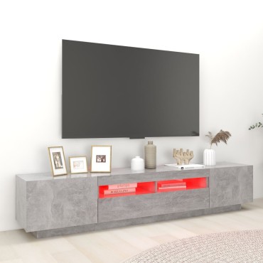 vidaXL Έπιπλο Τηλεόρασης με LED Γκρι Σκυροδέματος 200x35x40cm