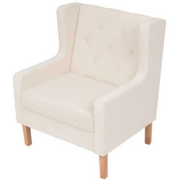 vidaXL Πολυθρόνα Λευκό Κρεμ Υφασμάτινη 76x68x90cm 1 τεμ.