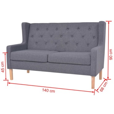 vidaXL Καναπές Διθέσιος Γκρι Υφασμάτινος 140x68x90cm 1 τεμ.