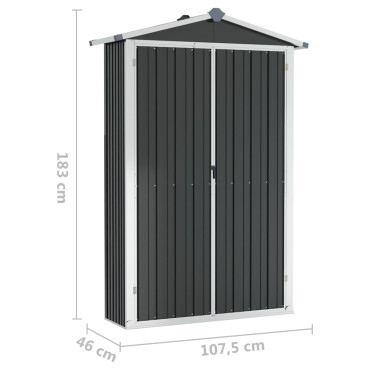 vidaXL Αποθήκη Κήπου Ανθρακί 116x45x175 εκ. από Γαλβανισμένο Ατσάλι