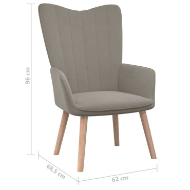 vidaXL Πολυθρόνα Relax Ανοιχτό Γκρι Βελούδινη 61,5x69x95,5cm 1 τεμ.