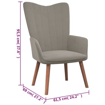 vidaXL Πολυθρόνα Relax Ανοιχτό Γκρι Βελούδινη 61,5x69x95,5cm 1 τεμ.