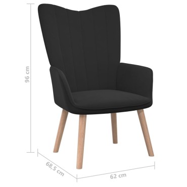 vidaXL Πολυθρόνα Relax Μαύρη Βελούδινη με Σκαμπό 61,5x69x95,5cm 1 τεμ.