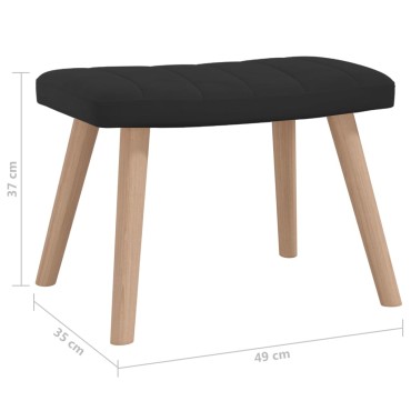 vidaXL Πολυθρόνα Relax Μαύρη Βελούδινη με Σκαμπό 61,5x69x95,5cm 1 τεμ.