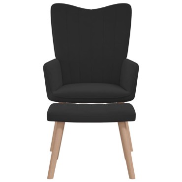 vidaXL Πολυθρόνα Relax Μαύρη Βελούδινη με Σκαμπό 61,5x69x95,5cm 1 τεμ.