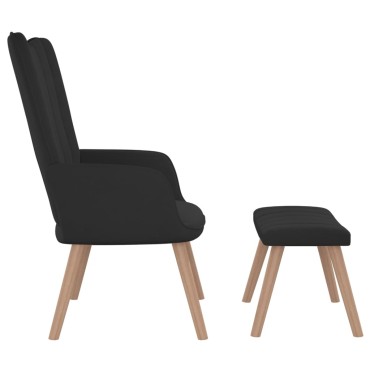 vidaXL Πολυθρόνα Relax Μαύρη Βελούδινη με Σκαμπό 61,5x69x95,5cm 1 τεμ.