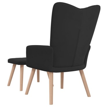 vidaXL Πολυθρόνα Relax Μαύρη Βελούδινη με Σκαμπό 61,5x69x95,5cm 1 τεμ.