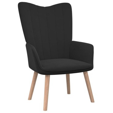 vidaXL Πολυθρόνα Relax Μαύρη Βελούδινη με Σκαμπό 61,5x69x95,5cm 1 τεμ.