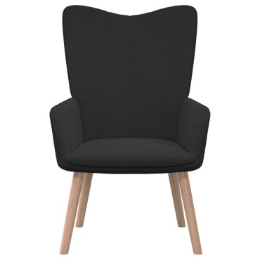 vidaXL Πολυθρόνα Relax Μαύρη Βελούδινη με Σκαμπό 61,5x69x95,5cm 1 τεμ.