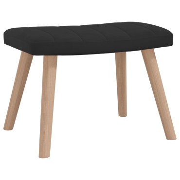 vidaXL Πολυθρόνα Relax Μαύρη Βελούδινη με Σκαμπό 61,5x69x95,5cm 1 τεμ.