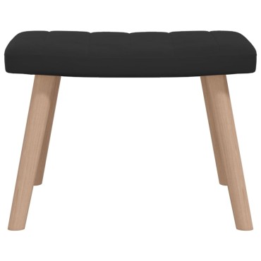 vidaXL Πολυθρόνα Relax Μαύρη Βελούδινη με Σκαμπό 61,5x69x95,5cm 1 τεμ.