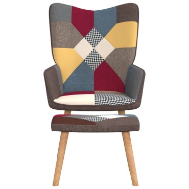 vidaXL Πολυθρόνα Relax Σχέδιο Patchwork Υφασμάτινη με Σκαμπό 61,5x69x95,5cm 1 τεμ.