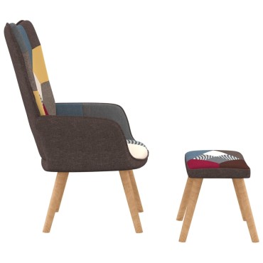 vidaXL Πολυθρόνα Relax Σχέδιο Patchwork Υφασμάτινη με Σκαμπό 61,5x69x95,5cm 1 τεμ.