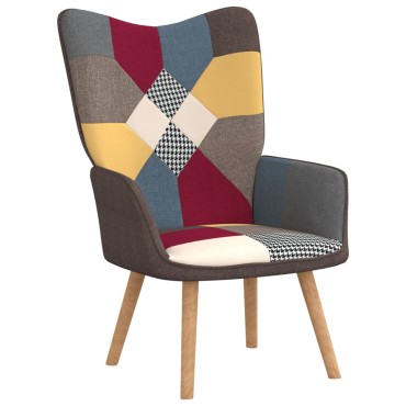 vidaXL Πολυθρόνα Relax Σχέδιο Patchwork Υφασμάτινη με Σκαμπό 61,5x69x95,5cm 1 τεμ.