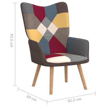 vidaXL Πολυθρόνα Relax Σχέδιο Patchwork Υφασμάτινη με Σκαμπό 61,5x69x95,5cm 1 τεμ.
