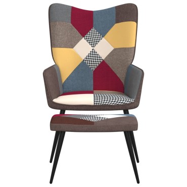 vidaXL Πολυθρόνα Relax Σχέδιο Patchwork Υφασμάτινη με Σκαμπό 61x70x96,5cm 1 τεμ.