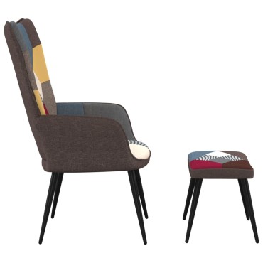 vidaXL Πολυθρόνα Relax Σχέδιο Patchwork Υφασμάτινη με Σκαμπό 61x70x96,5cm 1 τεμ.