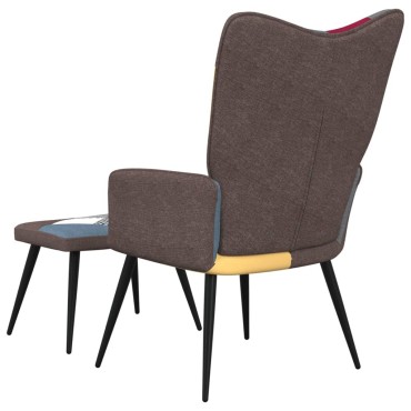 vidaXL Πολυθρόνα Relax Σχέδιο Patchwork Υφασμάτινη με Σκαμπό 61x70x96,5cm 1 τεμ.