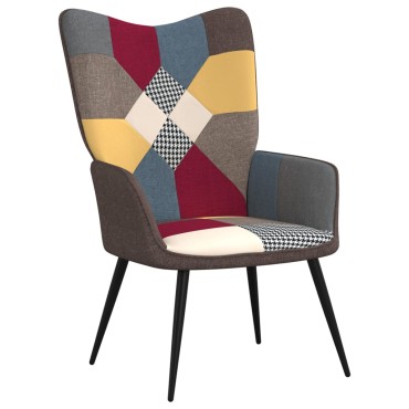 vidaXL Πολυθρόνα Relax Σχέδιο Patchwork Υφασμάτινη με Σκαμπό 61x70x96,5cm 1 τεμ.