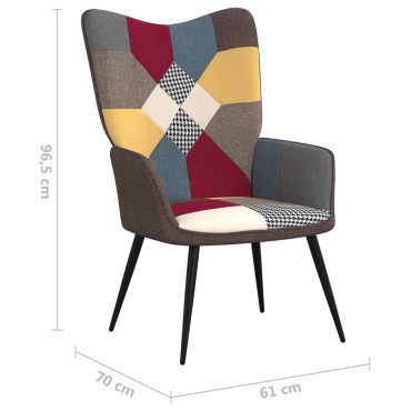 vidaXL Πολυθρόνα Relax Σχέδιο Patchwork Υφασμάτινη με Σκαμπό 61x70x96,5cm 1 τεμ.