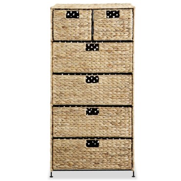 vidaXL Συρταριέρα με 6 Καλάθια 47x37x100cm από Υάκινθο του Νερού 1 τεμ.
