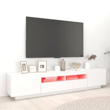 vidaXL Έπιπλο Τηλεόρασης με LED Λευκό 200x35x40cm