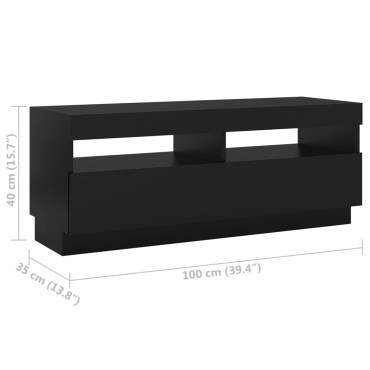 vidaXL Έπιπλο Τηλεόρασης με LED Μαύρο 300x35x40cm