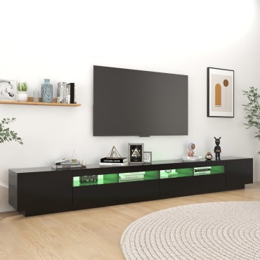 vidaXL Έπιπλο Τηλεόρασης με LED Μαύρο 300x35x40cm