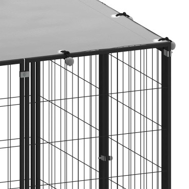 vidaXL Σπιτάκι Σκύλου Μαύρο 4,84 m² Ατσάλινο